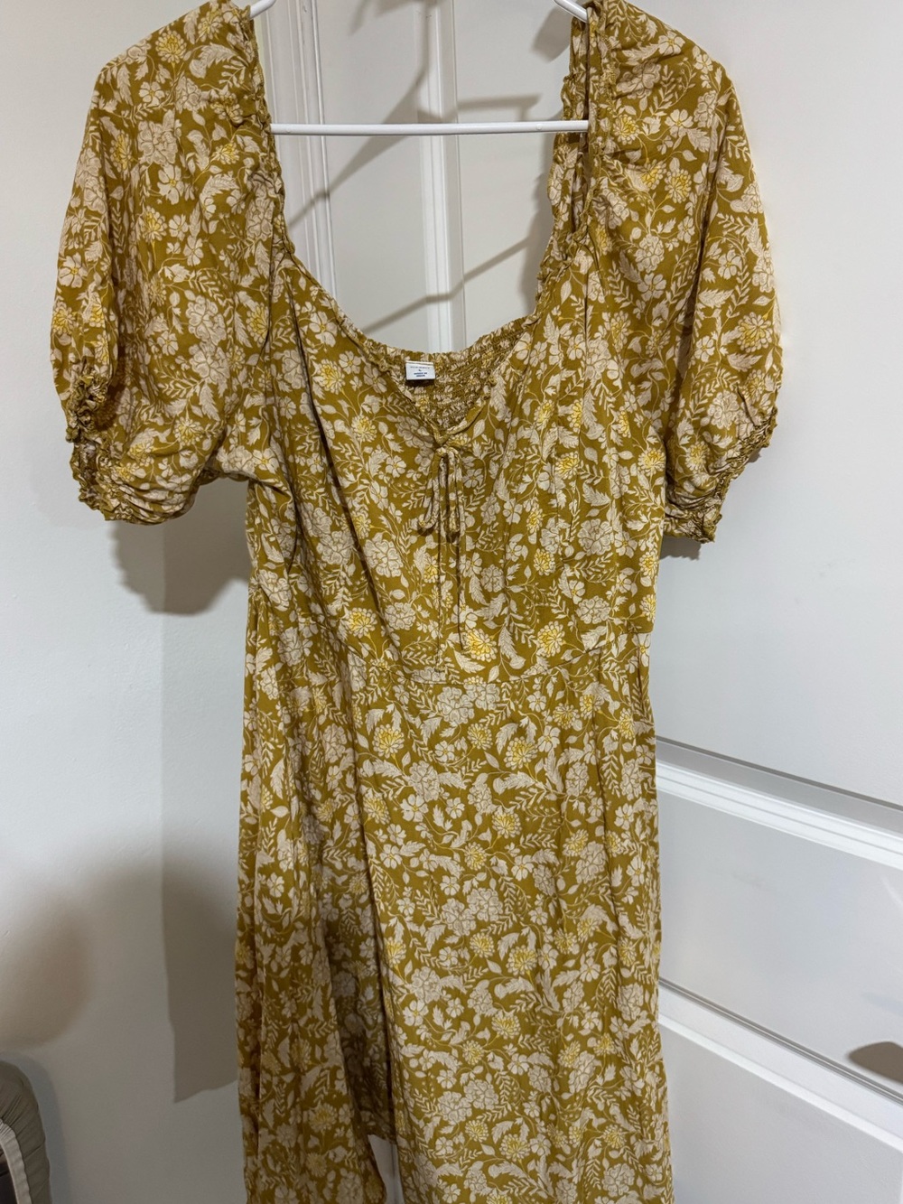 Old Navy Mustard Yellow Floral Midi Dress
